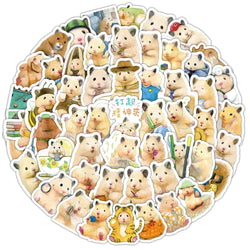 10/30/50/100PCS Kawaii Hamster Stickers Cute Animal Cartoon Graffiti DIY Decals Luggage Laptop Phone Guitar Bike Skateboard Toy (ONLINE ORDER ONLY)