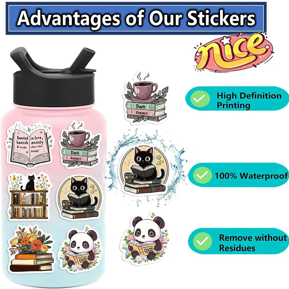 50PCS Animals Reading Stickers for Toy DIY Luggage Laptop Guitar Skateboard Phone Case Bike Car Cartoon Stickers (ONLINE ORDER ONLY)