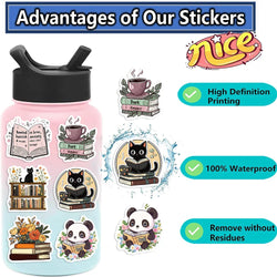 50PCS Animals Reading Stickers for Toy DIY Luggage Laptop Guitar Skateboard Phone Case Bike Car Cartoon Stickers (ONLINE ORDER ONLY)