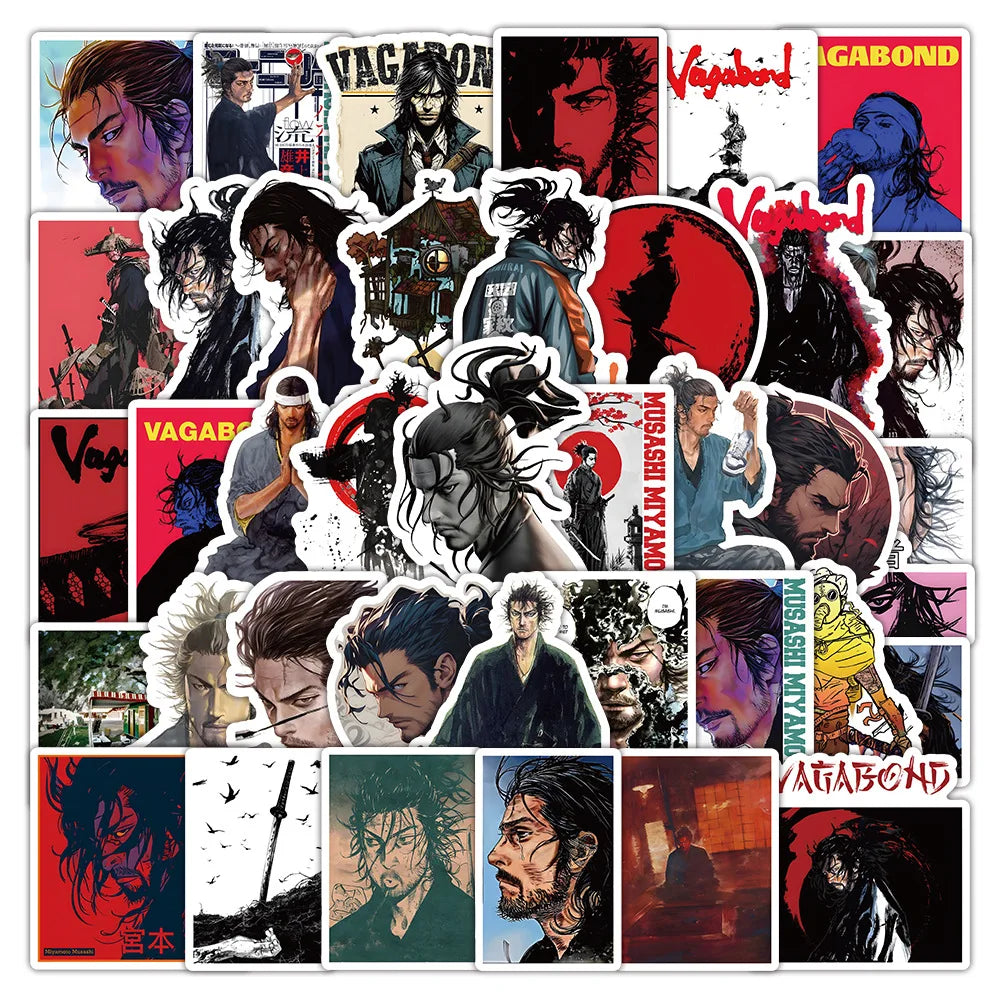 Vagabond Anime Stickers: Cool Warrior Decals for Laptop, Phone, Guitar, Car, Bike, Skateboard (10/30/50PCS) (Online Order Only)