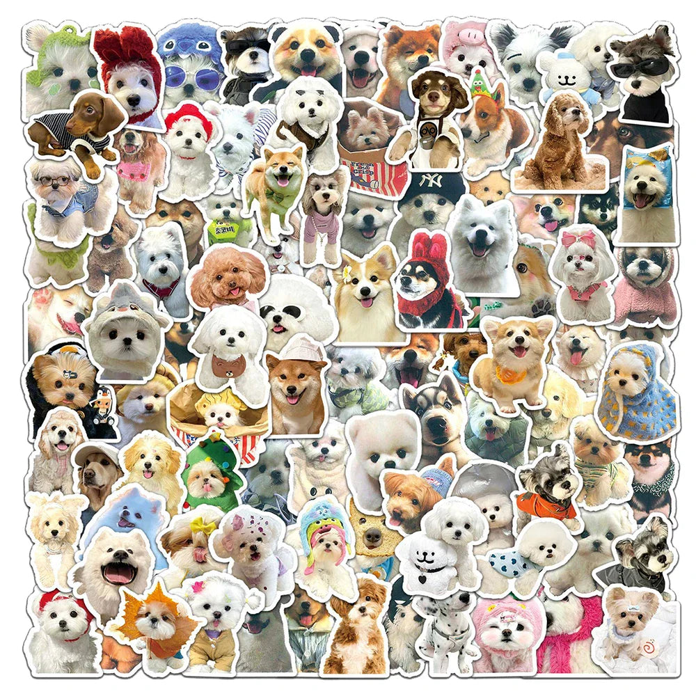 Cartoon Dog Puppy Stickers Pack - Cute, Funny, Kawaii Decals for Laptop, Phone, Car, Kids (Online Order Only)