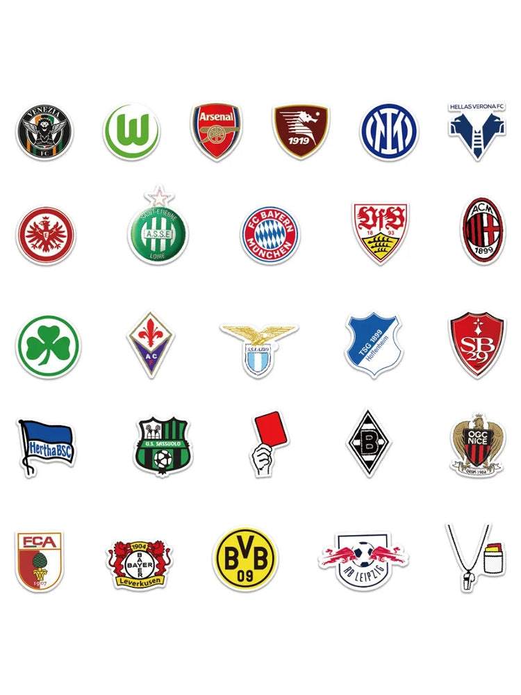 50 football club benchmarking stickers, personalized and creative handbill stickers, mobile phone and skateboard decorations (Online Order Only)