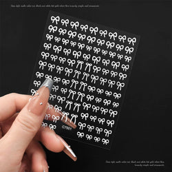 6pcs/Set Lovely Line Bowknot Nail Sticker Gold Silver Black White Pink Red Bow Tie Mini Bowknot 3D Self Adhesive Manicure Decals (ONLINE ORDER ONLY)
