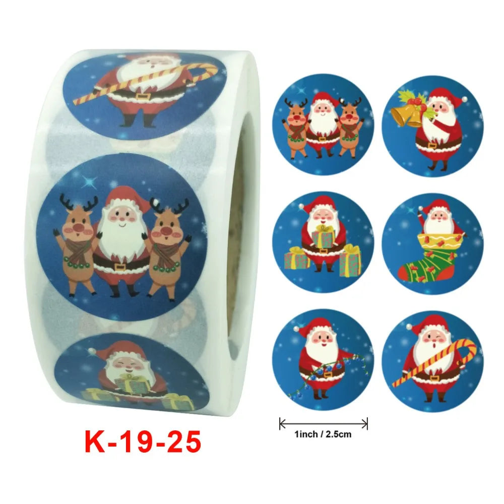 50-500pcs Cartoon Merry Christmas Sticker Santa Claus Tree Paper Label New Year Cute Snowman Stationery Stickers For Kids Gift (ONLINE ORDER ONLY)
