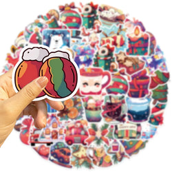 50pcs New Year Merry Christmas Stickers Santa Claus Snowman Children Gift Decal Skateboard Suitcase Sticker for Kids﻿ (ONLINE ORDER ONLY)