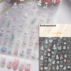 Charming Cherry's Cake Cute Bowknot Pink Blue Bear Flower Bouquet Strawberry Adhesive Nail Art Sticker Rhinestone Manicure Decal (Online Order Only)