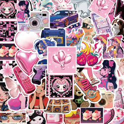 Cartoon Pink Aesthetic Girl Stickers for Laptop, Scrapbook, Phone, Suitcase, Diary - 10/30/50pcs (Online Order Only)