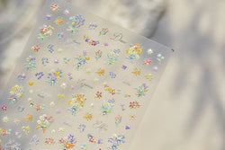 Colourful Field Bouquet Flower Spring Field Violet Daisy Bowknot Butterfly 5D Relief Adhesive Nail Art Stickers Manicure Decals (ONLINE ORDER ONLY)