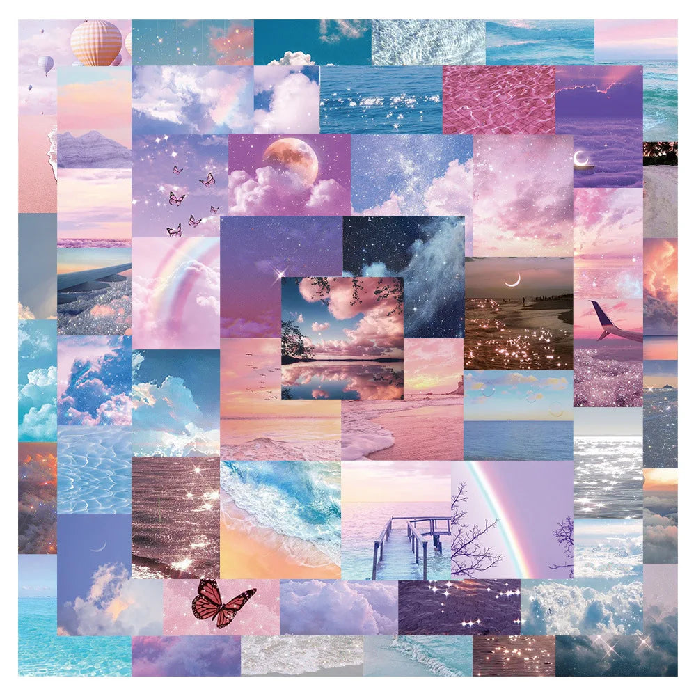 Cloud Sky Rainbow Stickers 10/30/56pcs Aesthetic Decals DIY Phone Laptop Suitcase Waterproof (Online Order Only)