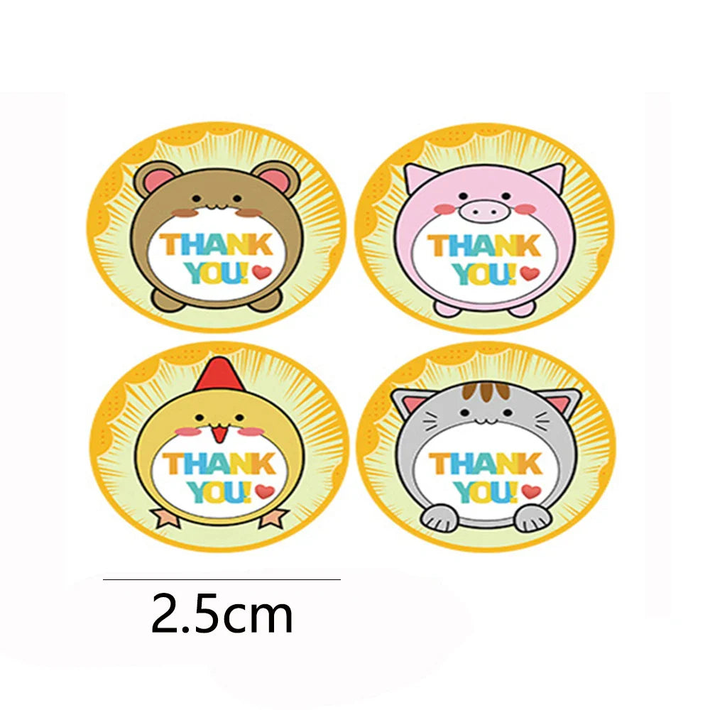 100-500pcs Cartoon Thank You Stickers For Seal Packaging Decoration Stickers School Teacher Kids Student Stationery Stickers (ONLINE ORDER ONLY)