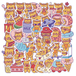 40PCS  Cat MEME Funny Animals Stickers Vintage Toy DIY Kids Notebook Luggage Motorcycle Laptop Refrigerator Decals Graffiti (Online Order Only)