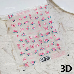 French Chic Mini Pink Rose Flower Bowknot Lace Ribbon Pearl White Little Flower Self Adhesive Nail Art Stickers Manicure Decals (ONLINE ORDER ONLY)