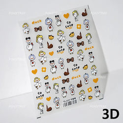 Cute Duck Pear Bowknot Mini Flower Duckling Line Bow Photo Frame Seal Stamp Figure Self Adhesive Nail Art Sticker Manicure Decal (ONLINE ORDER ONLY)