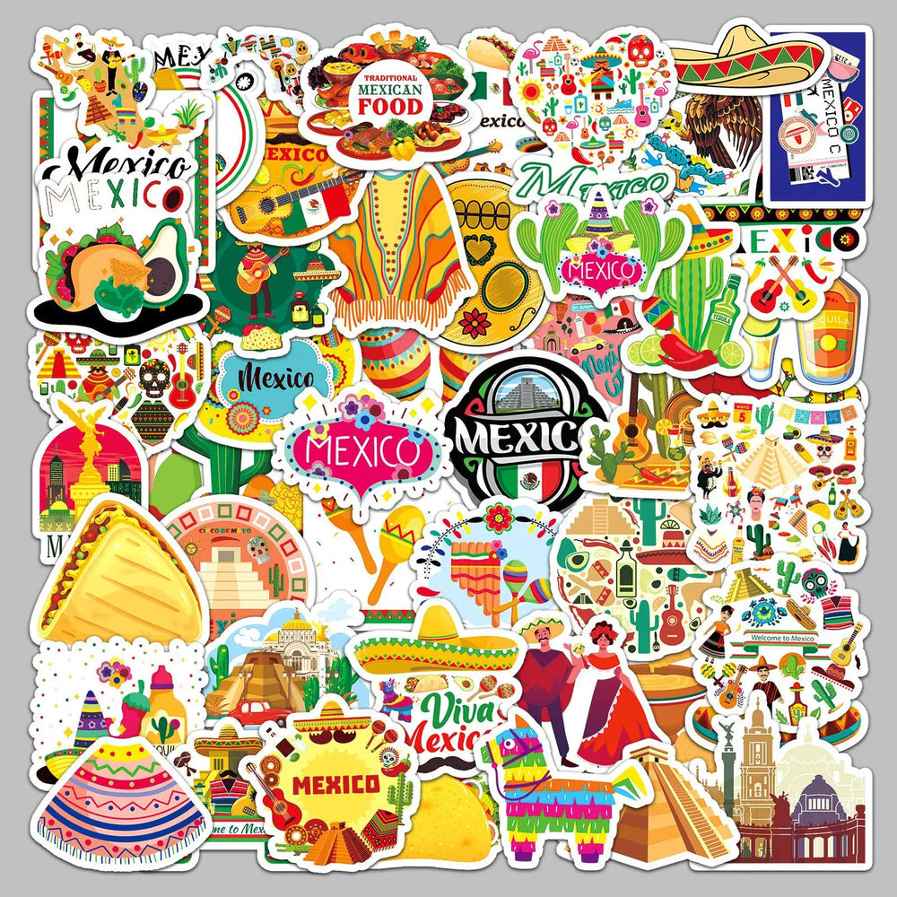 50pcs Travel Cartoon Scenery Stickers for Helmet Wall Decoration (Online Order Only)