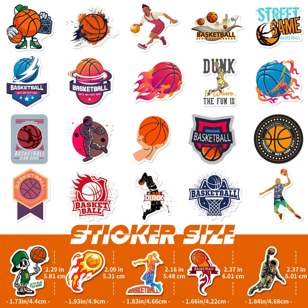 10/25/50pcs Cartoon Basketball Sticker Packs (ONLINE ORDER ONLY)