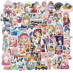 Laid-Back Camp Anime Stickers 50pcs for Luggage, Water Cup, Phone, Laptop, Car, Scooter, Refrigerator (Online Order Only)