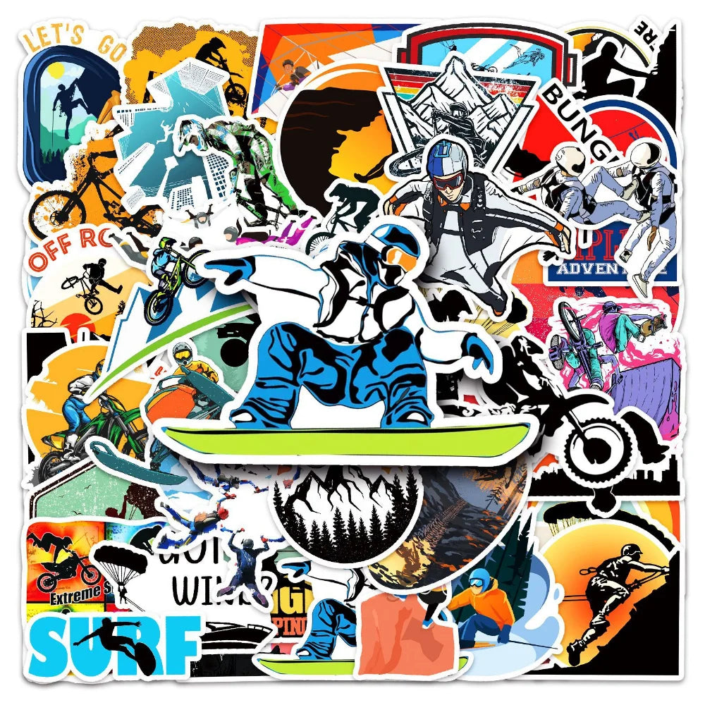 50Pcs Extreme Sport Sticker Graffiti Adventure Boys Skateboard For Case Laptop Car Bike Helmet Motocross Decal Stickers (ONLINE ORDER ONLY)