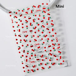 Mini Fruit Cherry Charming Strawberry Ribbon Line Bowknot Jelly Charming Chic Self Adhesive Nail Art Stickers Manicure Decals (ONLINE ORDER ONLY)