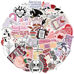 50/52pcs Romance Bookish Spice Reader Stickers Pink Girl Cartoon Decals Aesthetic Decals Phone Laptop Diary Sticker Kids Toys (ONLINE ORDER ONLY)