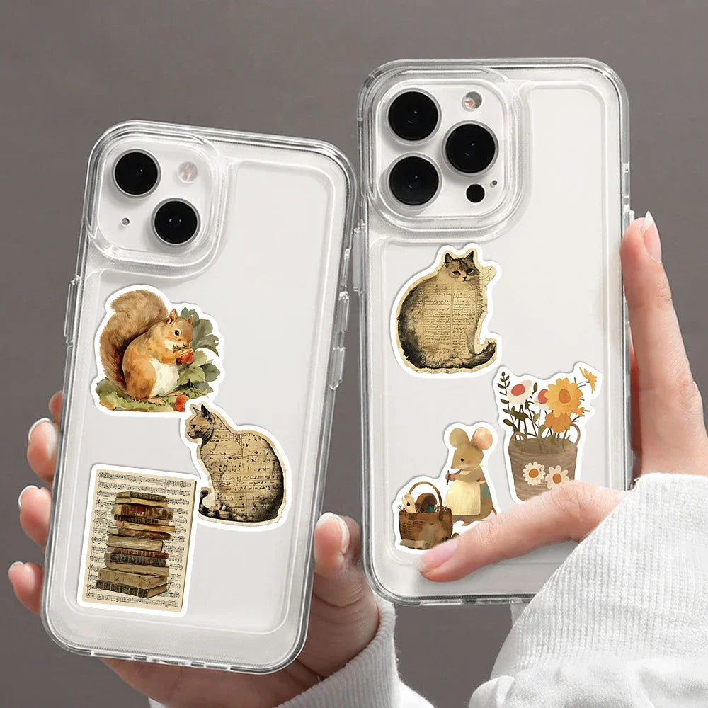 50pcs Retro Aesthetic Animals Cartoon Stickers for Travel Luggage Notebook Guitar Laptop Phone Stationery Water Bottle (ONLINE ORDER ONLY)