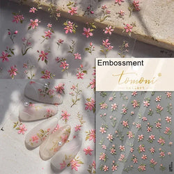 Charming Dreamy Shiny Jelly Blue Gradient Lily Flowers Rose Petal White Dot Chinese Colorful Nail Art Stickers Manicure Decals (ONLINE ORDER ONLY)