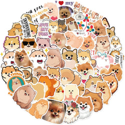50PCS Cartoon Cute Pomeranian Stickers Dog Creative Personality Graffiti Waterproof Sticker For Suitcase Refrigerator Skateboard (ONLINE ORDER ONLY)