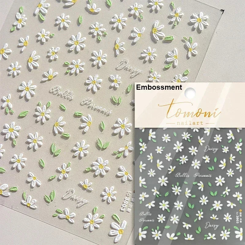 Hummingbird Iris Butterfly Peony Rose Tulip Daisy Lily Flowers Morning Glory Pearl Rhinestones Nail Art Sticker Decoration Decal (ONLINE ORDER ONLY)