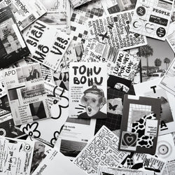 Cute Black & White Collage Stickers for Kids - 10/60pcs Decals for Scrapbook, Laptop, Phone, Bike, Suitcase, Car (ONLINE ORDER ONLY)