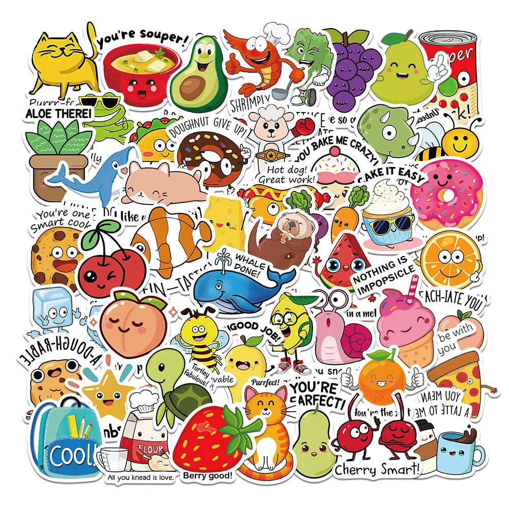 50PCS Kids Reward Stickers Cute Animal Cartoon Decals Teacher Supplies Gift (Online Order Only)