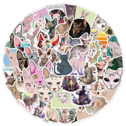 Sphynx Cat Cartoon Stickers Pack for Luggage, Phone, Laptop, Guitar (Online Order Only)