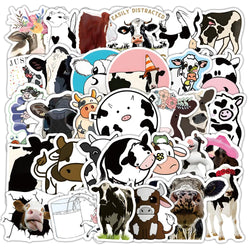 10/30/60PCS Dairy Cow Cartoon Stickers Animal Graffiti Decals Kids Toys Decoration Luggage Laptop Phone Guitar Car Bike Sticker (ONLINE ORDER ONLY)