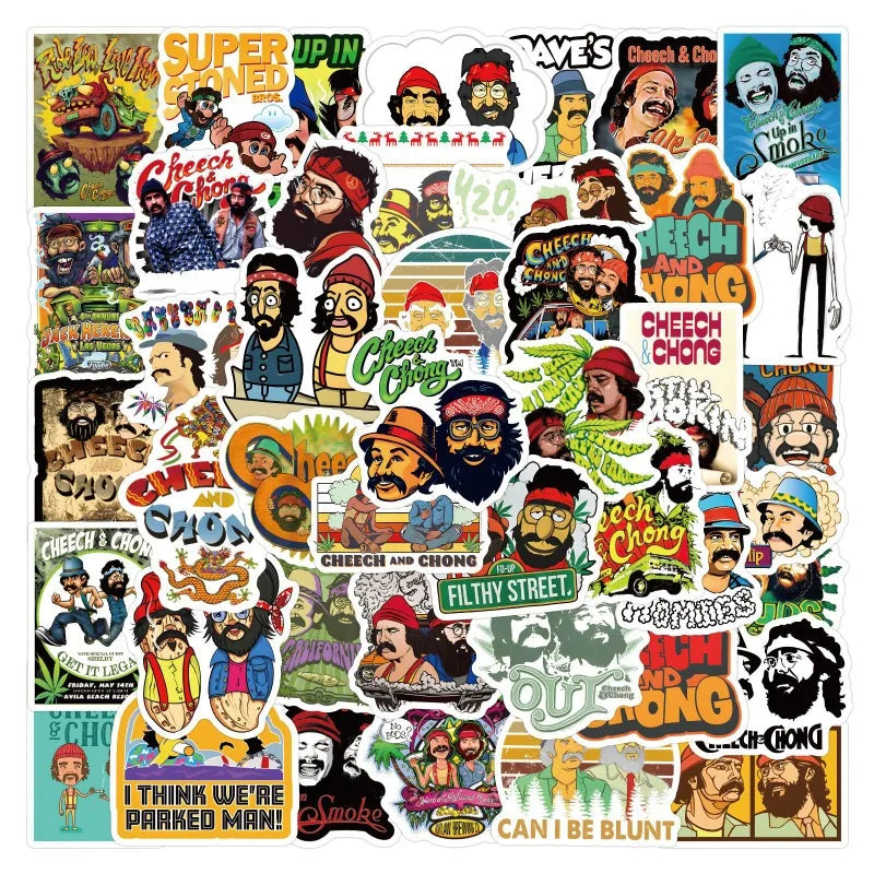 55pcs Cheech and Chong Cartoon Stickers for Laptop, Phone, Water Bottle, Suitcase, and More (ONLINE ORDER ONLY)