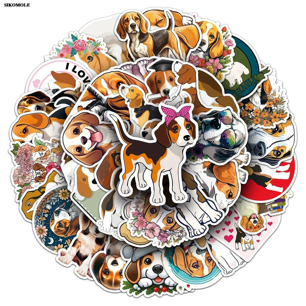 Beagle Dog Stickers Pack - Cute Animal Decals for Laptop, Luggage, Skateboard, DIY Crafts (Online Order Only)
