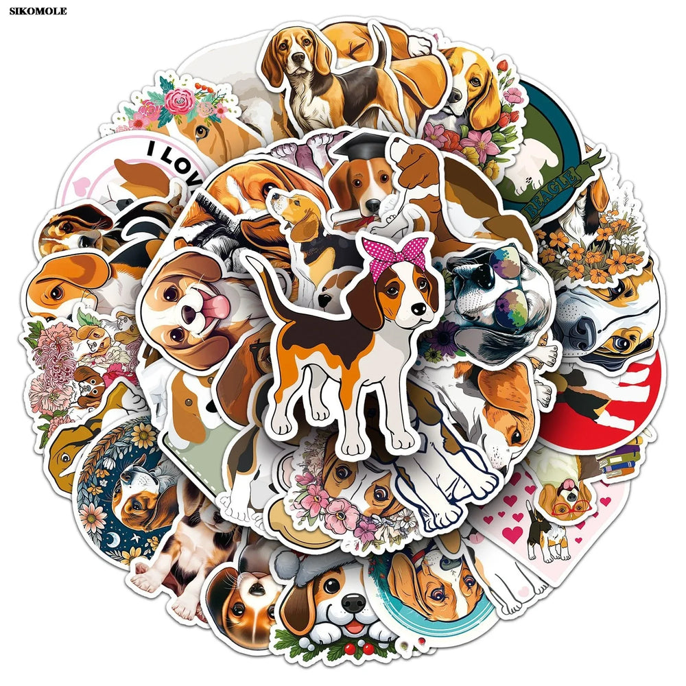 Beagle Dog Stickers Pack - Cute Animal Decals for Laptop, Luggage, Skateboard, DIY Crafts (Online Order Only)