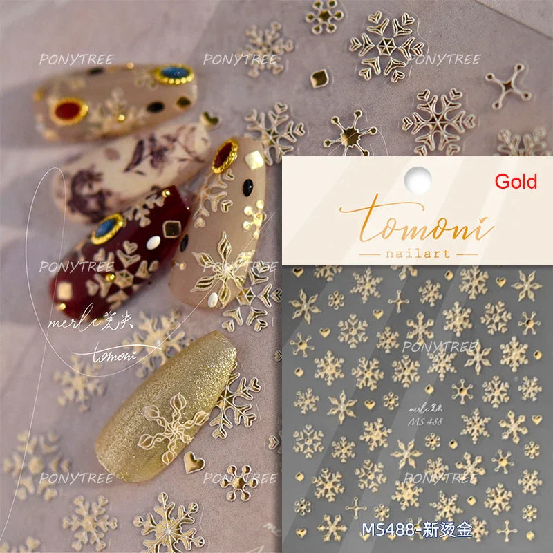 Snowflake Butterfly Rhinestone Shiny Totem Self Adhesive Nail Art Stickers Romantic Charm Chic Rose Flower Pearl Manicure Decals (ONLINE ORDER ONLY)