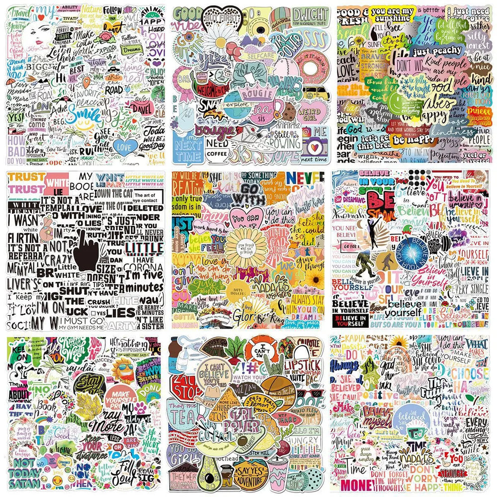 50pcs Inspirational Cartoon Graffiti Stickers for Notebook, Laptop, Phone, Car, DIY Decor (ONLINE ORDER ONLY)