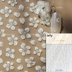 Pure White Lily Petals Flower Butterfly Branch Leaves Line Minimalist Self Adhesive Nail Art Decorations Sticker Manicure Decals (ONLINE ORDER ONLY)