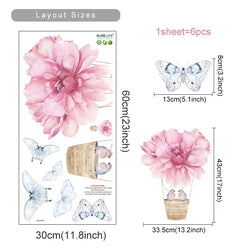 Flower Butterfly Wall Stickers for Nursery Kids Bedroom Girls Room Decals (ONLINE ORDER ONLY)