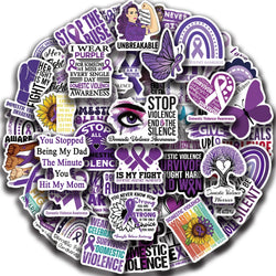 50Pcs Fight Domestic Violence Slogan Stickers Graffiti Personalized Decoration For Guitar Laptop Luggage DIY Waterproof Sticker (ONLINE ORDER ONLY)