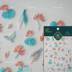 Mermaid Girl Conch Starfish Shell Bowknot Fish Scale Purple Ribbon Water Bubbles Chic Adhesive Nail Art Sticker Manicure Decals (ONLINE ORDER ONLY)