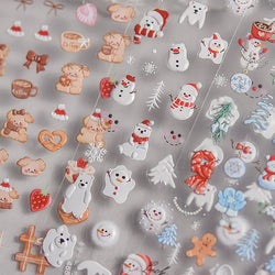 Bowknot Dog puppy Christmas Hat Strawberry Cake Food Coffee Cherry Love Heart Adhesive Nail Art Sticker Reliefs Manicure Decals (Online Order Only)