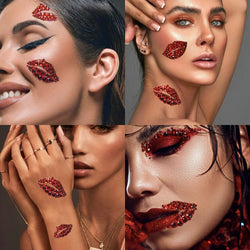1PC Sexy Red Lips Rhinestone Iron-On Patches Waterproof Body Art Temporary Tattoo for Men Women Long Lasting Neck Funny Couple * (ONLINE ORDER ONLY)