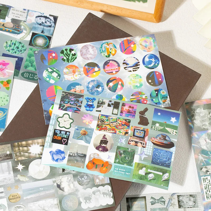 72pages/book Y2K Style Retro Cute Cut Film Sticker Book Planner Journal Handbook Scrapbooking Kawaii Decoration Sticker Gift (ONLINE ORDER ONLY)
