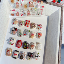 Santa's Hat Candy Santa Claus Christmas Tree Bell Elk 5D Self Adhesive Nail Art Stickers Button Snowflake Cherry Manicure Decals (ONLINE ORDER ONLY)