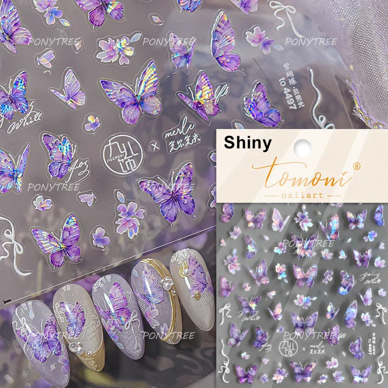 Colourful Butterfly Delicate Anmials Adhesive Nail Art Stickers Dreamy Winter Snowflake Rhinestone Manicure Decals Nail Supplies (ONLINE ORDER ONLY)