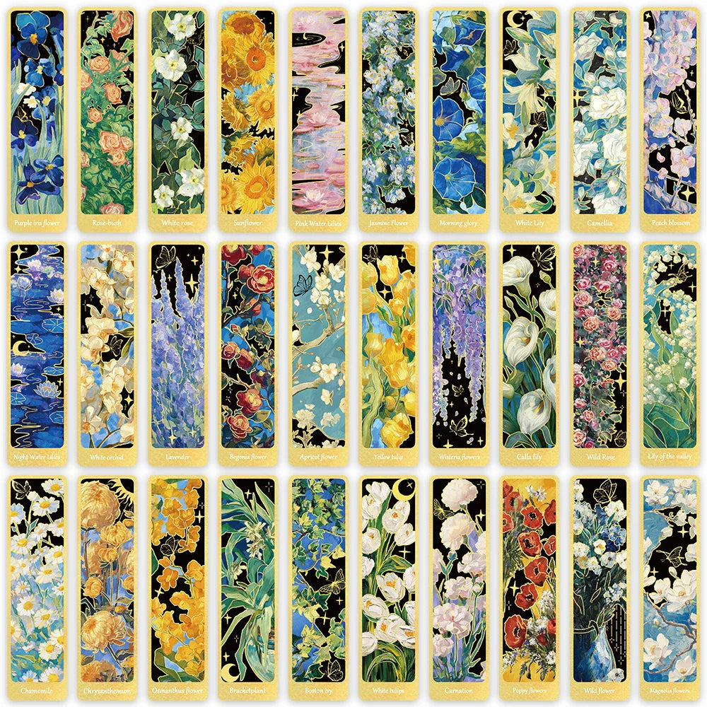 30pcs Classic Retro Colorful Flowers Paper Bookmarks DIY Students Readers Gift Book Page Markers Library Office Page Markings (ONLINE ORDER ONLY)