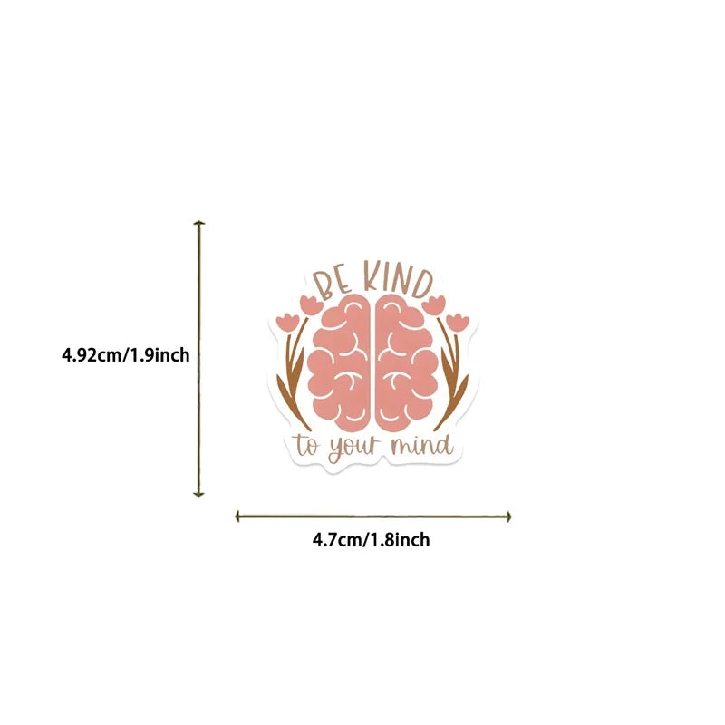 50PCS Boho Mental Health PVC Sticker Aesthetic DIY Children's Decoration Scrapbooking Stationery Hand Accounting Tool Supplies (ONLINE ORDER ONLY)