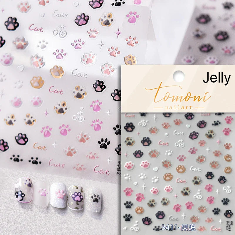 Lovely Dog Cat Animal Bunny 3D Soft Embossed Relief Self Adhesive Nail Art Stickers Cute Pretty Puppy Kitty Star Manicure Decals (ONLINE ORDER ONLY)