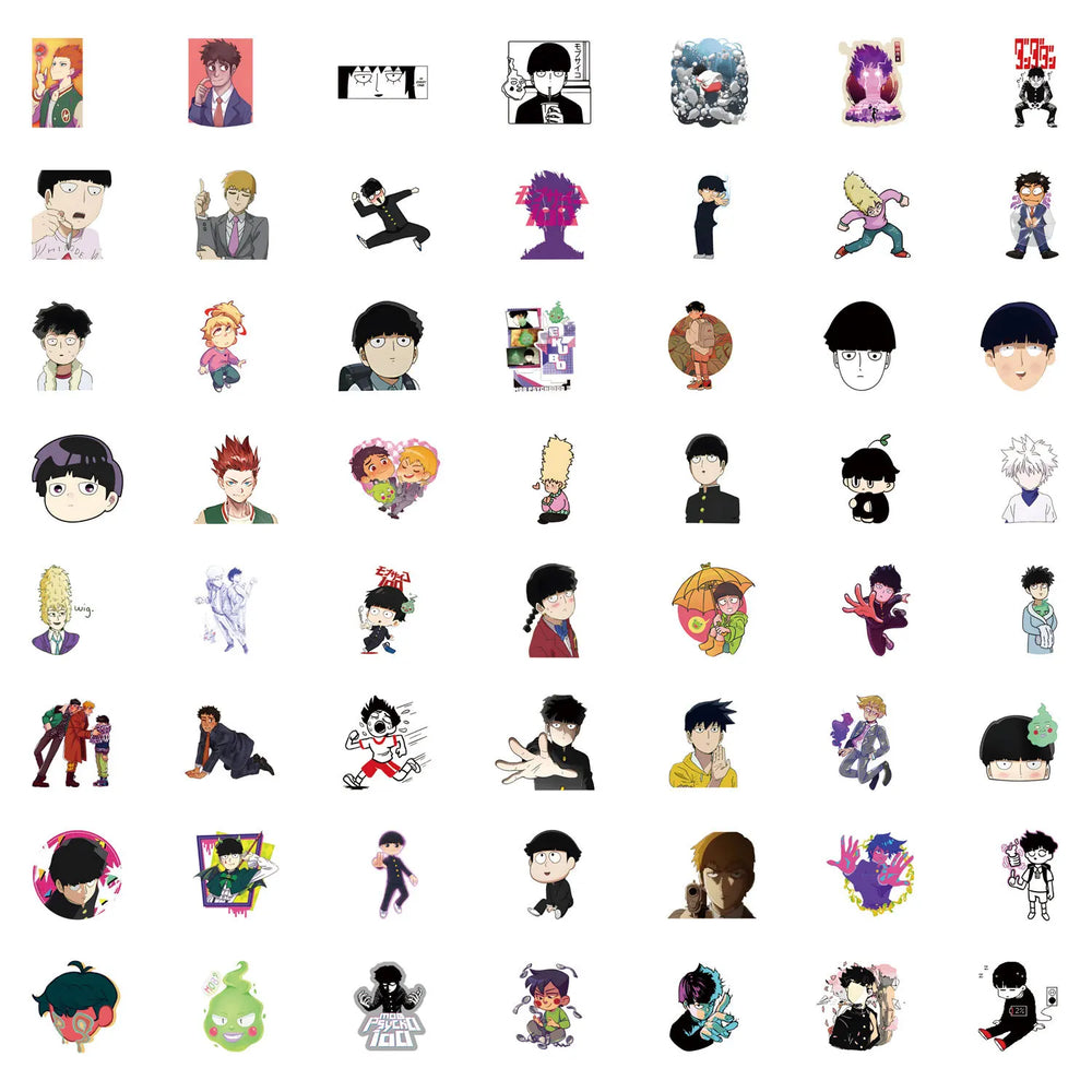 10/30/50/110PCS Mob Psycho 100 Stikers Funny Anime Decals Cartoon Graffiti Sticker Luggage Laptop Phone Guitar Bike Kids Toys (Online Order Only)