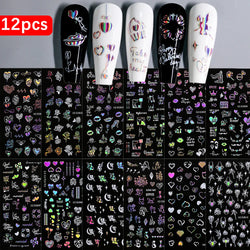 12PCS French Tassel Crescent Moon Arc Self Adhesive Nail Art Sticker 3D French Kiss Crescent Nail Stickers Lines Manicure Decals (ONLINE ORDER ONLY)